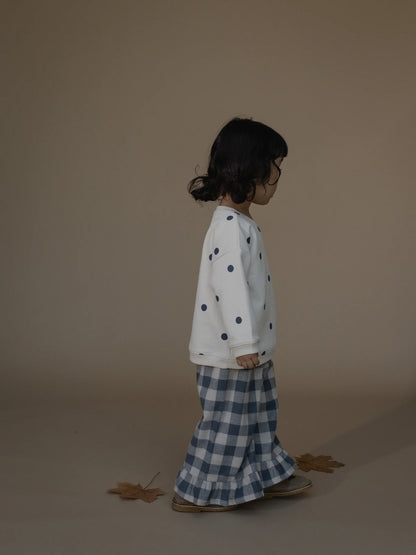 Fog Blue Gingham Frill Culottes