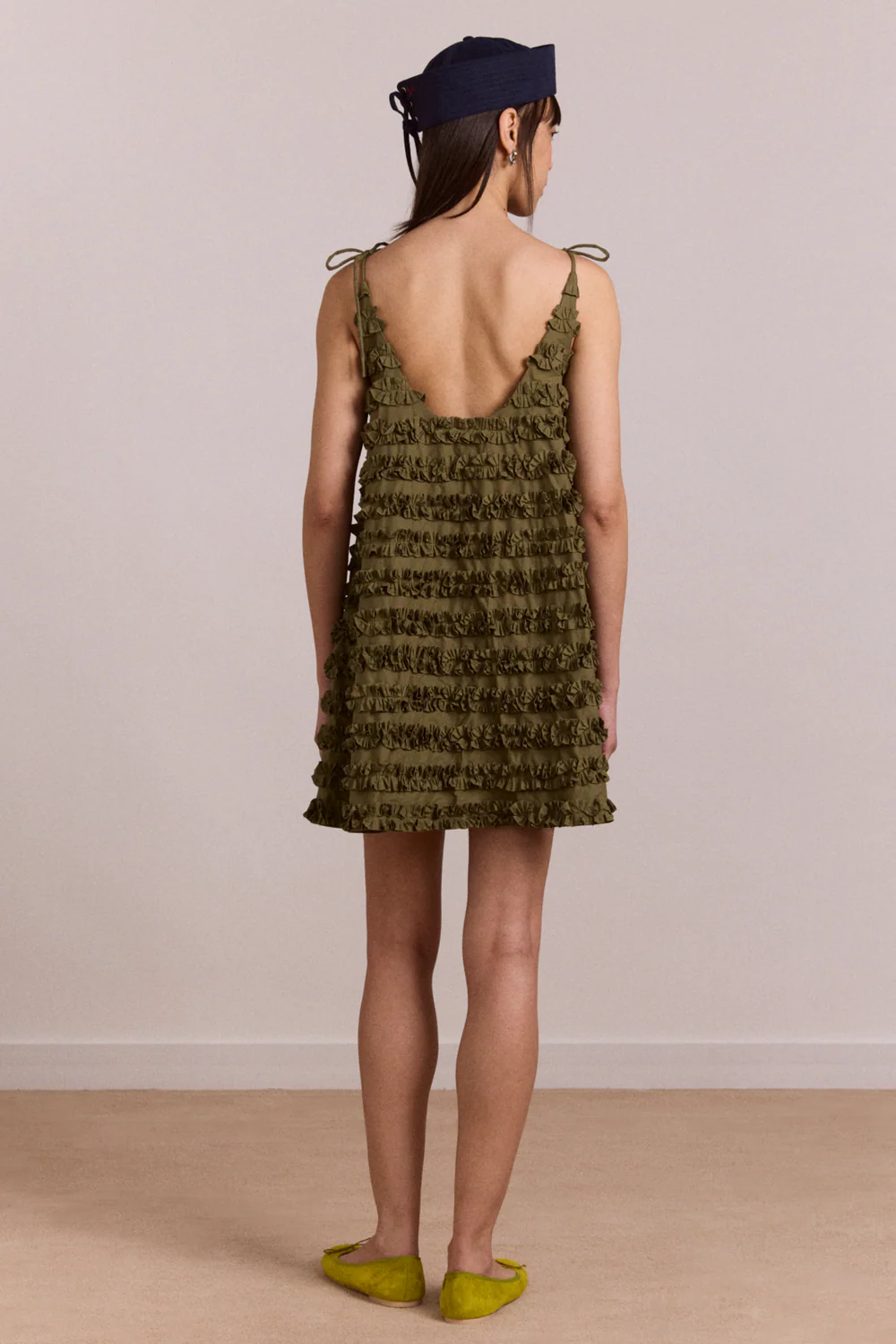 Leili Ruffle Mini Dress - Olive