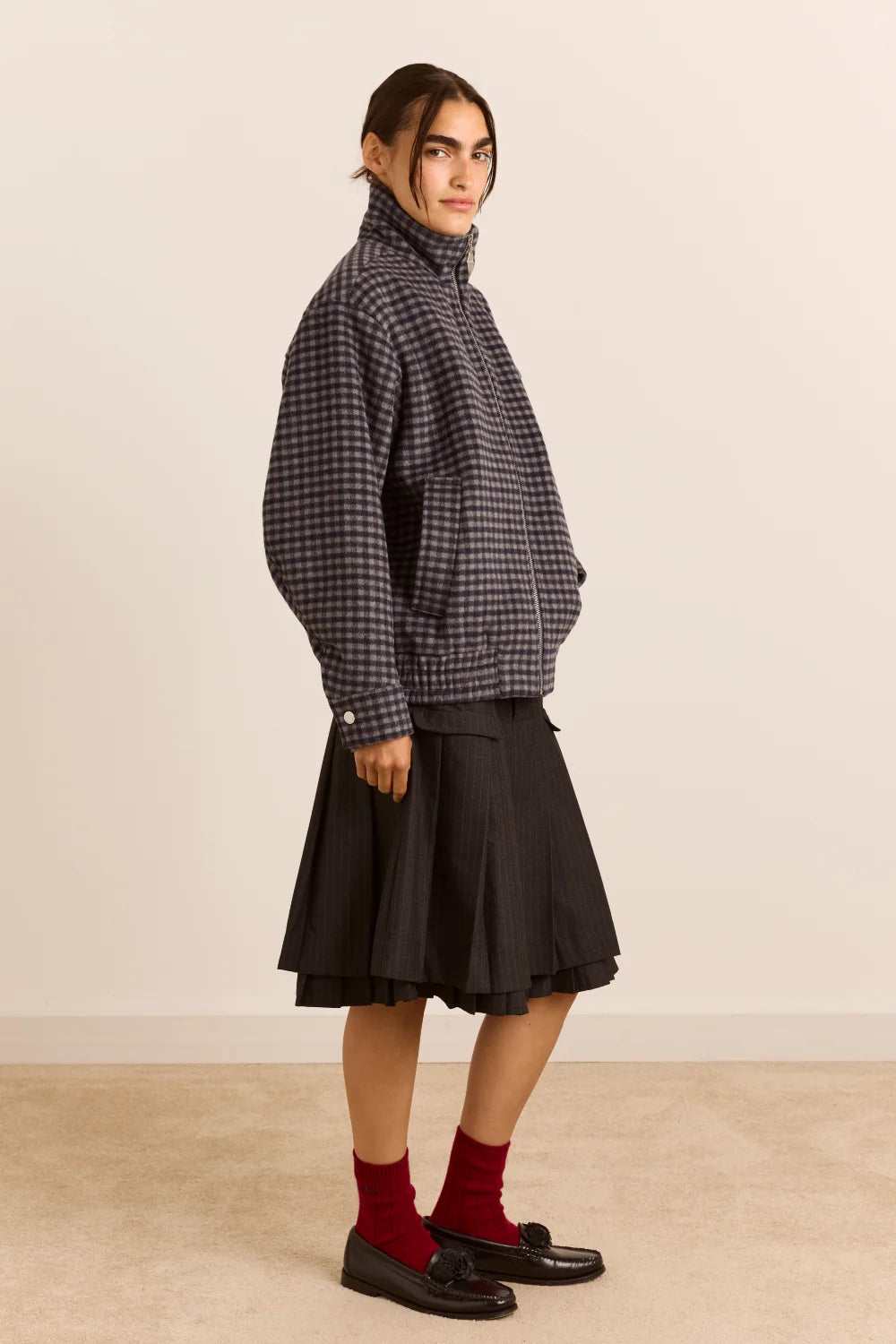 Pixie Wool Bomber - Willow Gingham