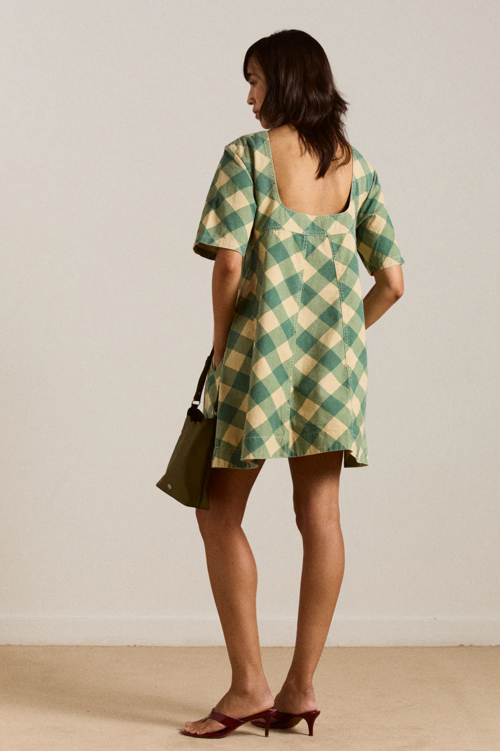 Bridget Mini Dress - Green Butter Gingham