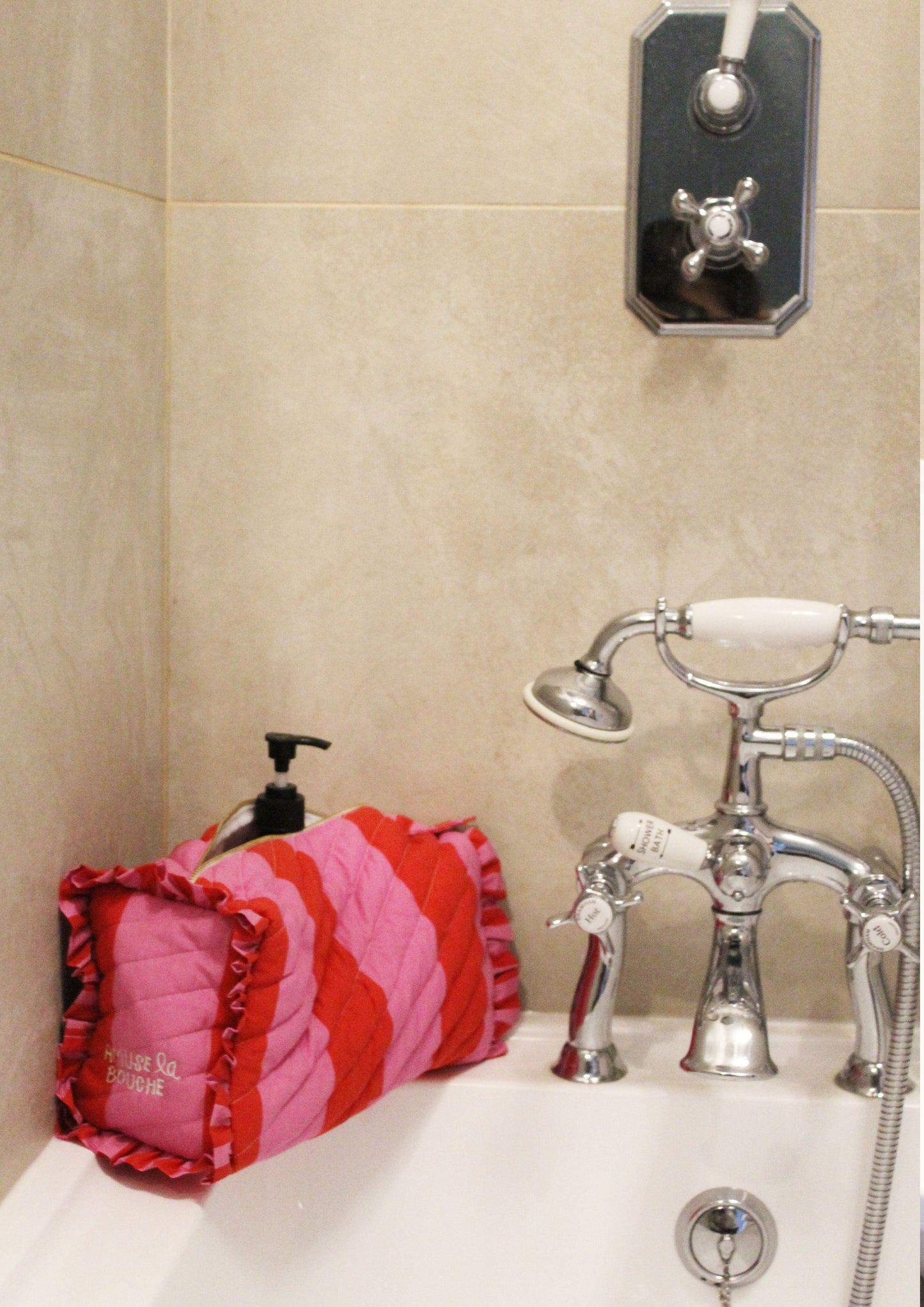 Fuchsia Stripe Make Up Bag