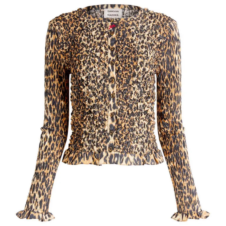 Elliana Smocked Cardi - Leopard