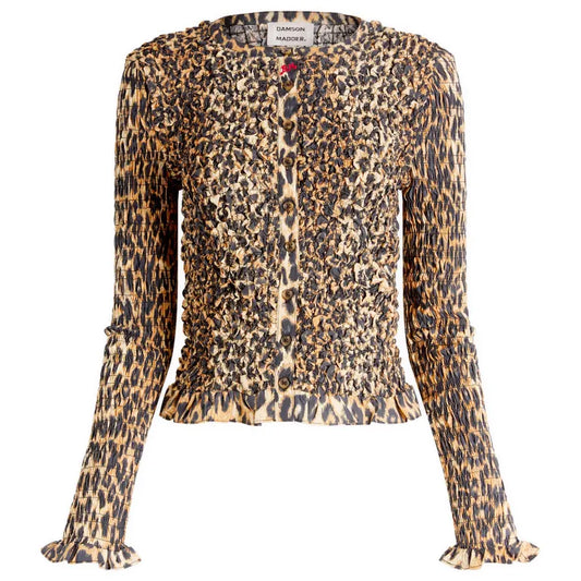 Elliana Smocked Cardi - Leopard