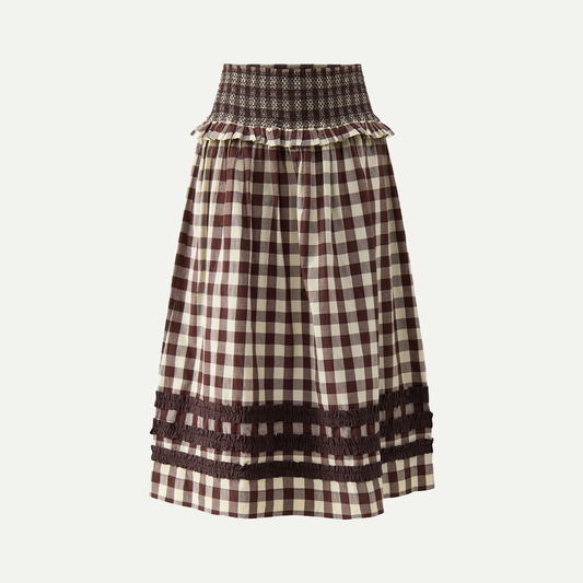 Ava Ruffle Midi Skirt - Gingham