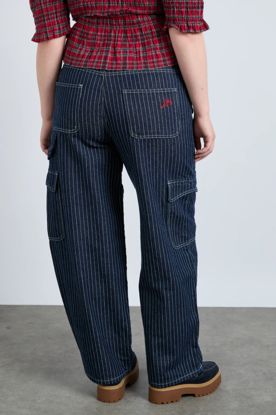 Cargo Jeans - Navy Pinstripe