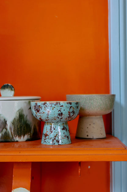 70s Ceramics Tapas Bowl On Base - Small Patina