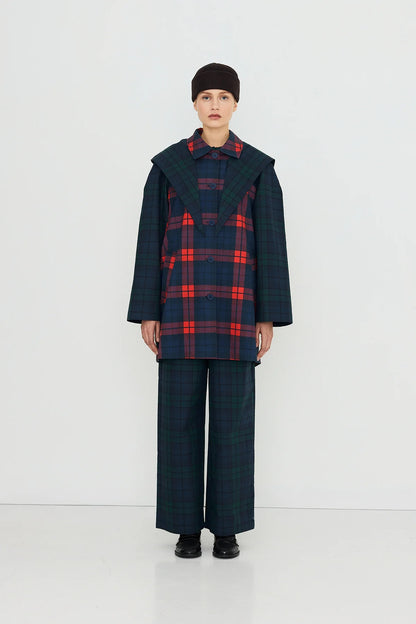 Check Hood Trench Coat