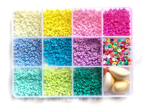 Box 11 Colours Heishi Beads & Charms 3mm