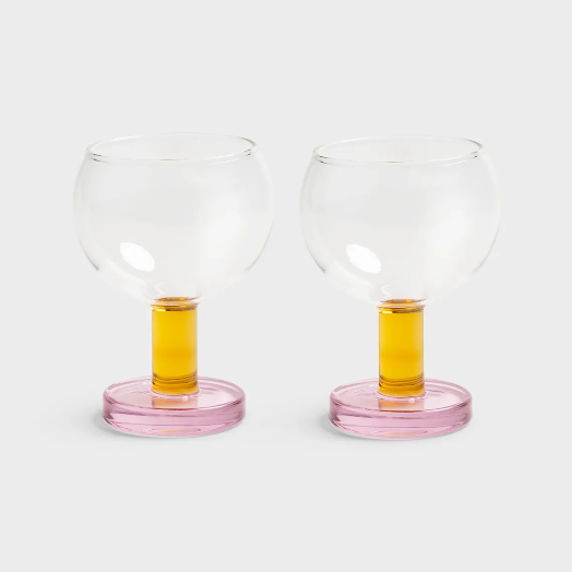 Glass Cantina Pink Set Of 2