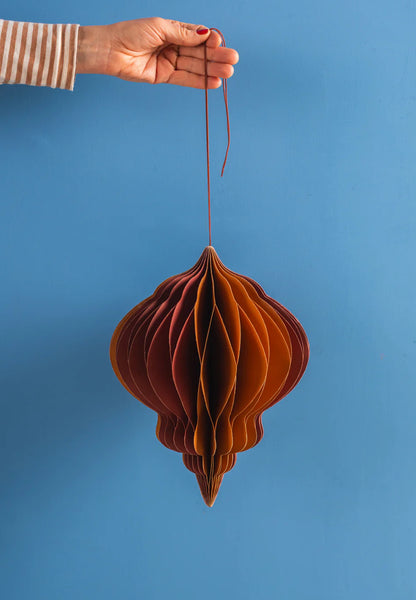 Honeycomb Paper Decoration - Brown Tones Lantern