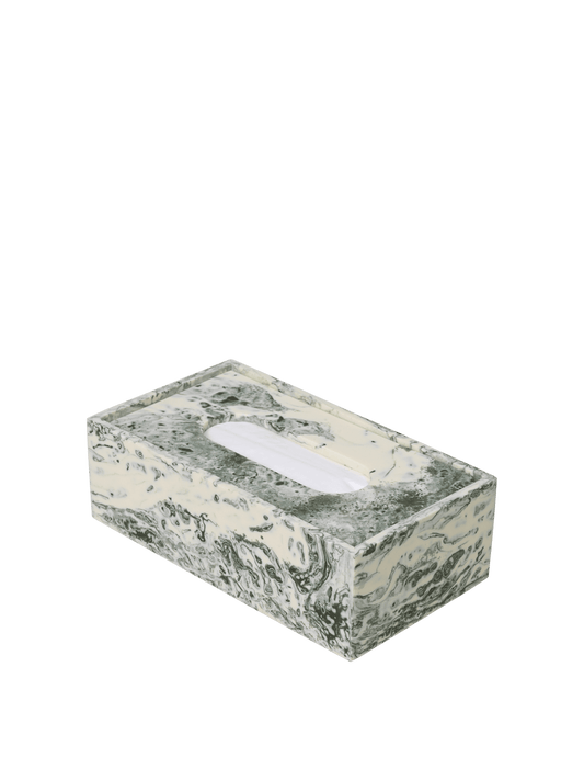 Mist Tissue Box - Emerald Off-White
