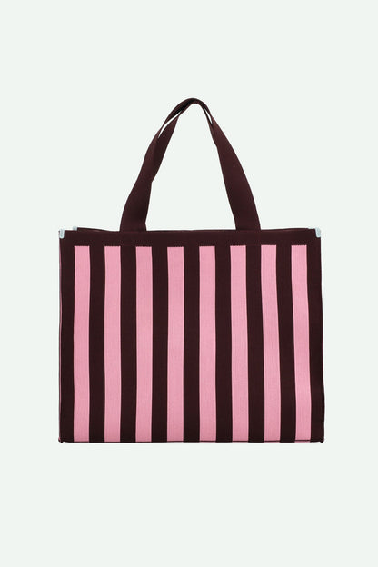 Shopper Bag - Bubblegum and Chocolate Stripes