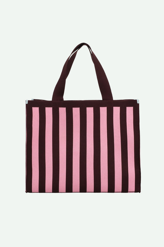 Shopper Bag - Bubblegum and Chocolate Stripes