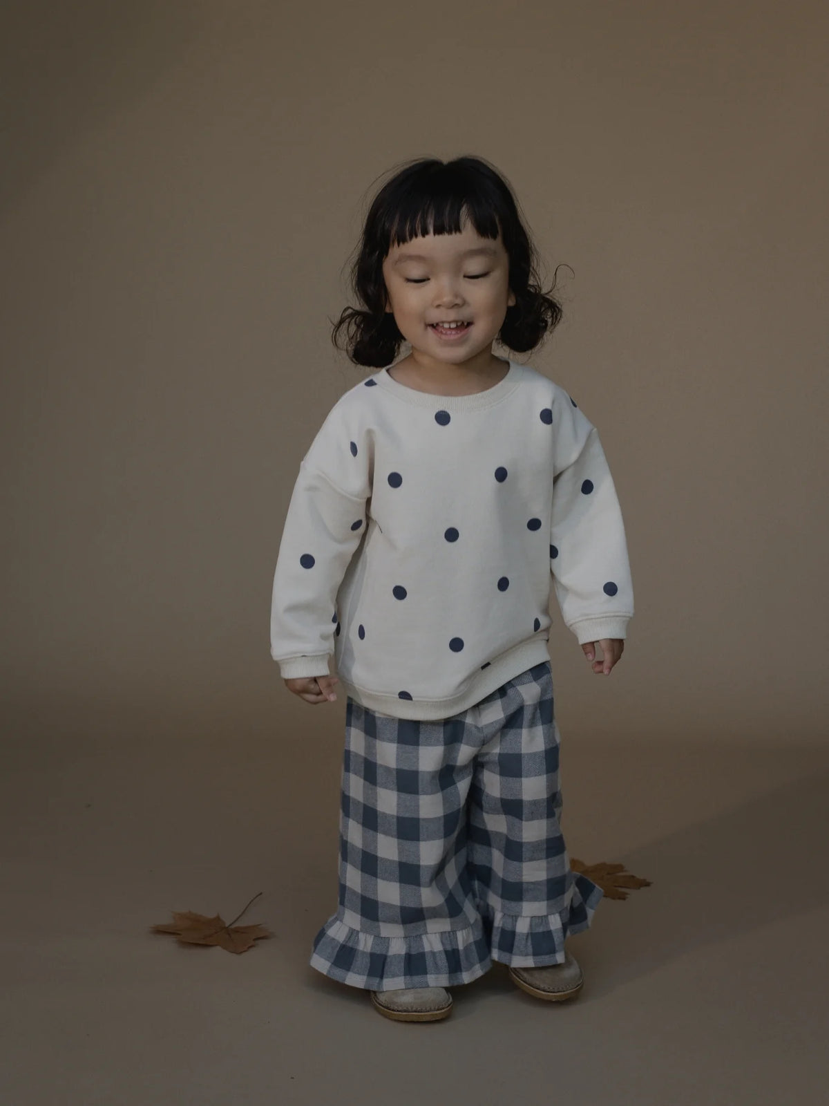 Fog Blue Gingham Frill Culottes