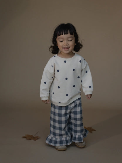 Fog Blue Gingham Frill Culottes