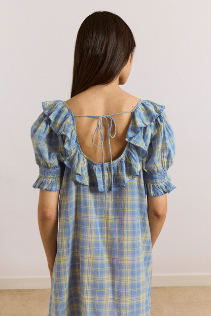 Harlow Mini Night Dress - Butter Blue Check