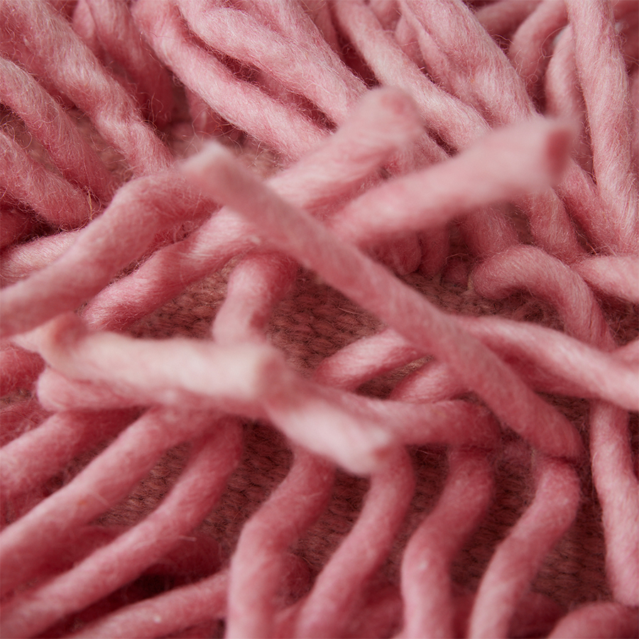 Rugged Wooled Cushion -  Pink