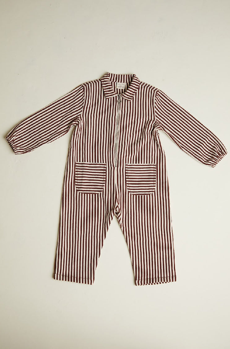 Syd Maroon Stripe Boilersuit