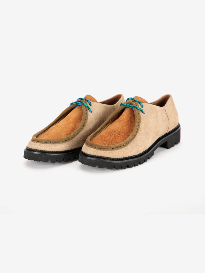 Colour-Block Suede Lace Up Shoes