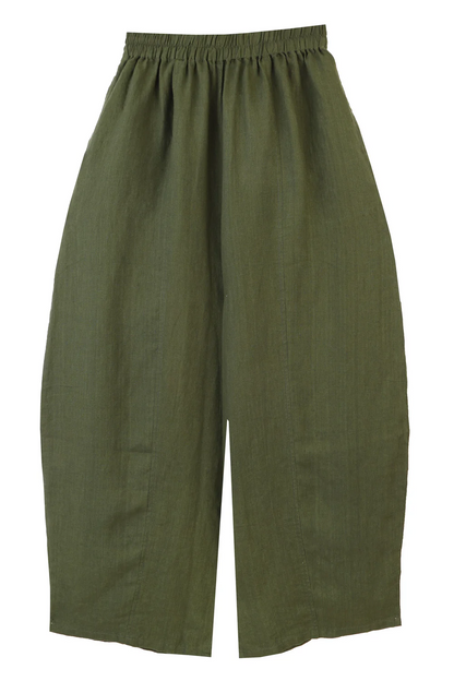 Basic Linen Trousers - Hunter Green