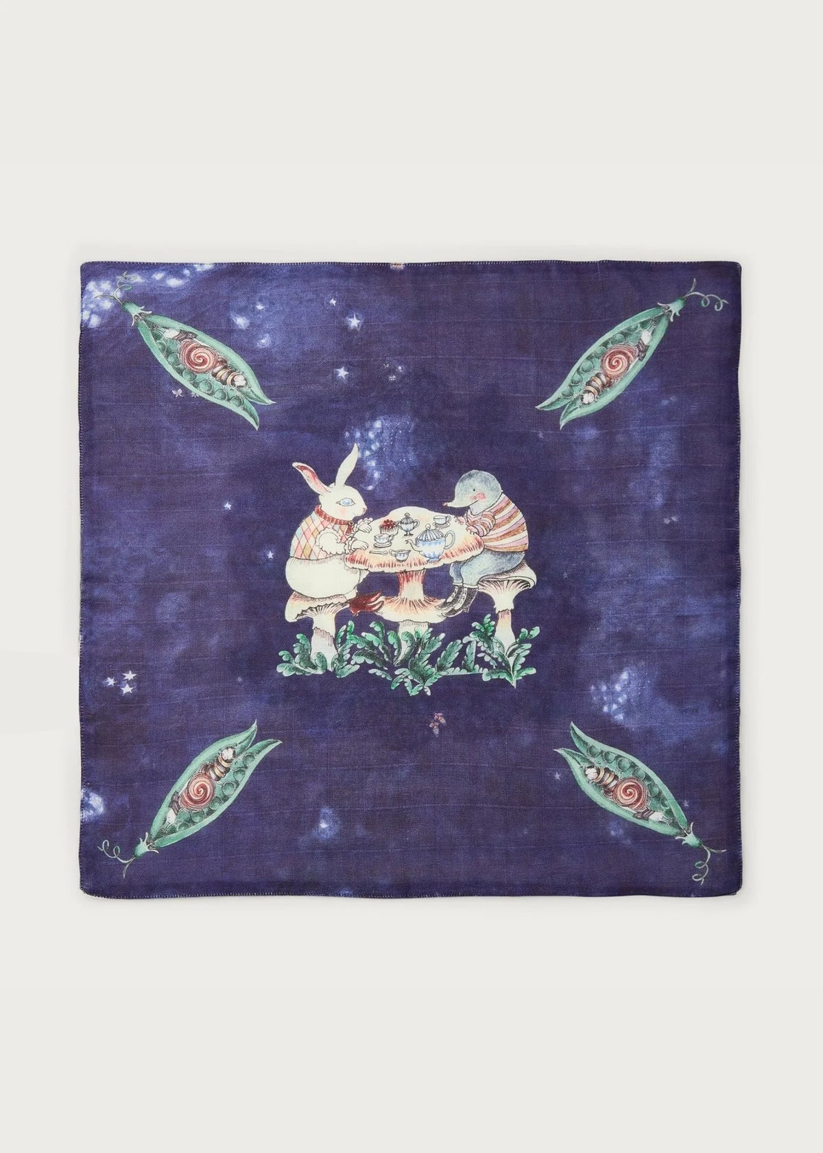 Rabbit & Mole Tea-party Burp Cloth
