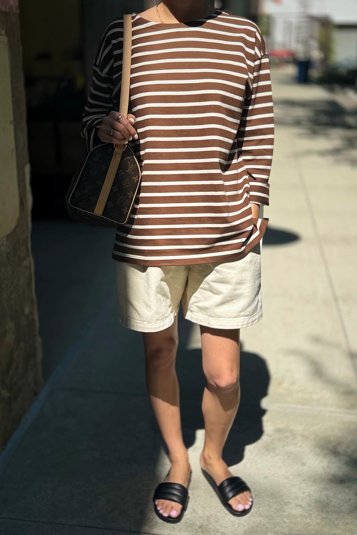 Marseille Top - White Stripe on Coffee