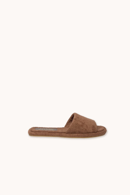 Towelling Chocolate Slippers