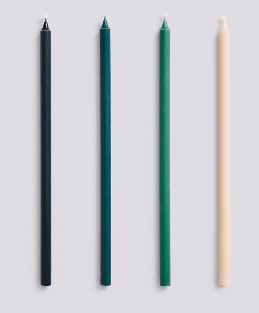 Slim Candle - Set of 4 Green & Dark Green