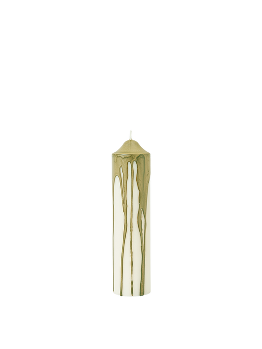 Dryp Pillar Candle - Olive Green