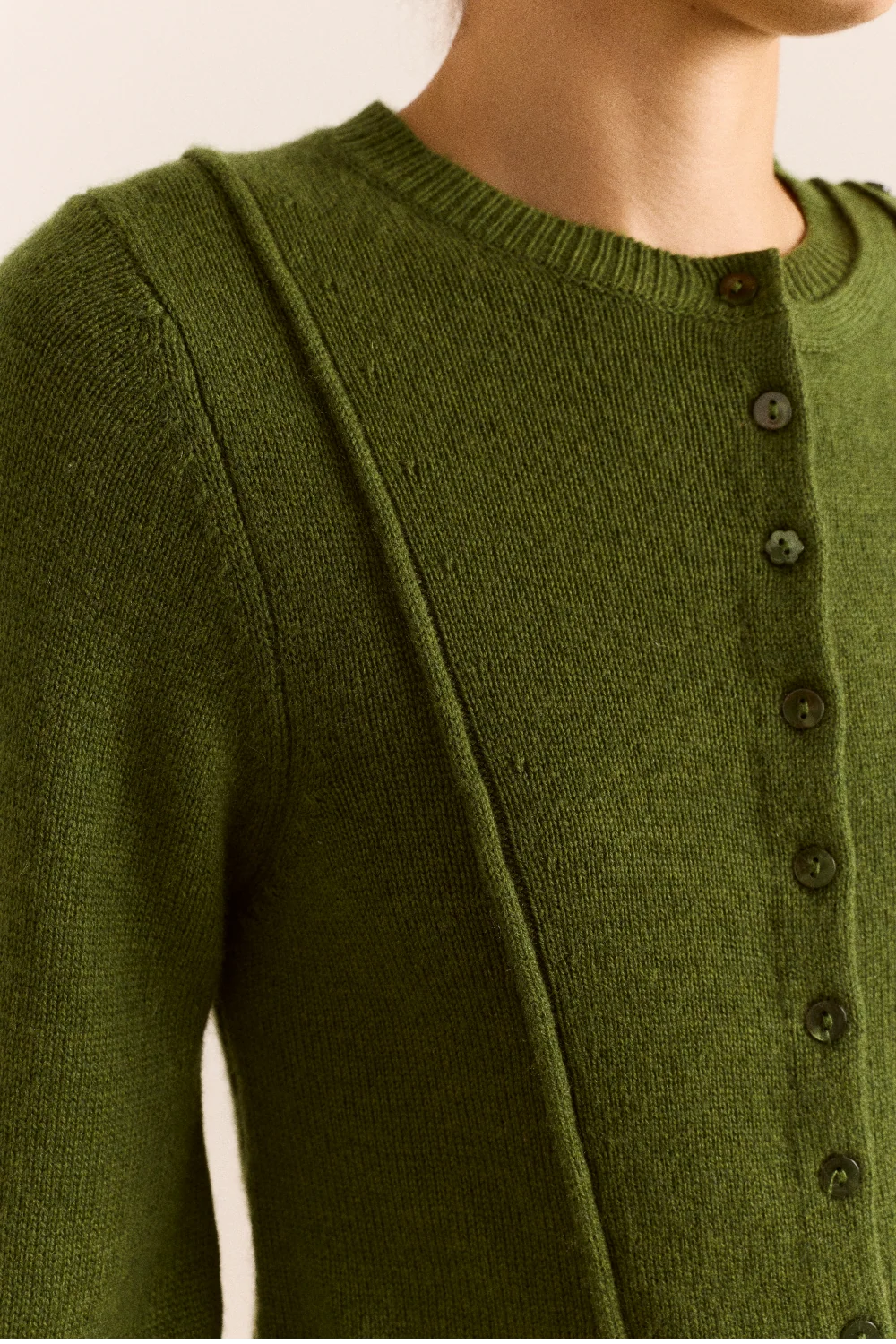 Marla Wool Cashmere Blend Cardigan - Green