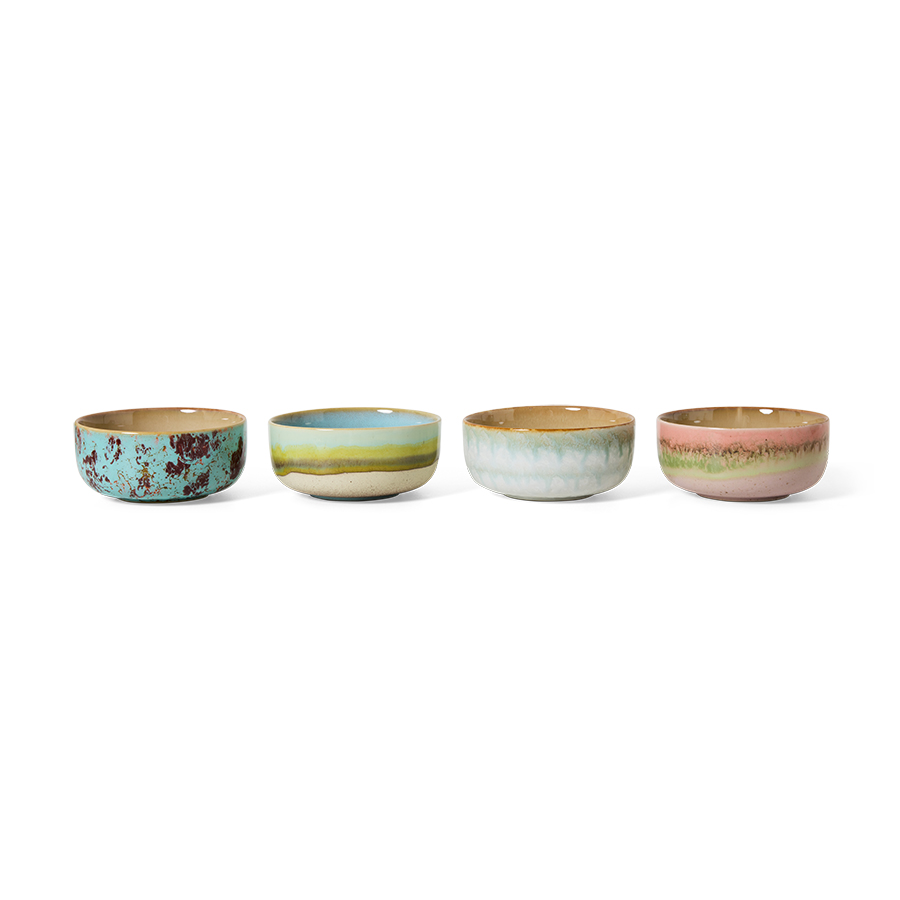 70s Ceramics Dessert Bowls - Impression Set Of 4