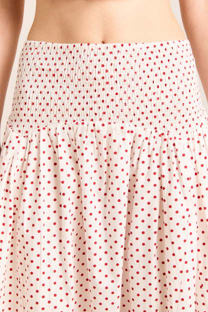 Layla Skirt - Off White and Red Spot