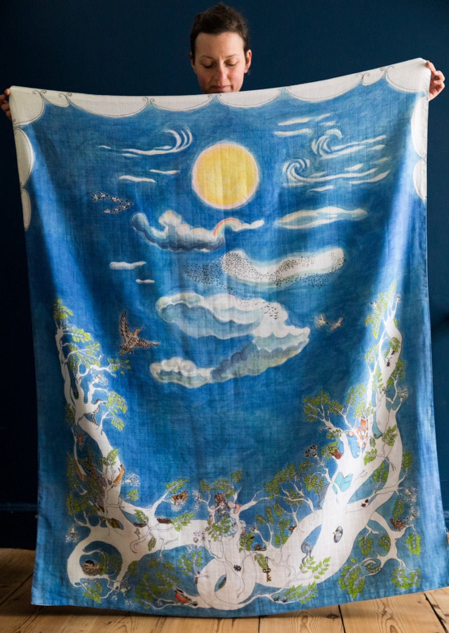 Space Above The Ground Reversible Baby Muslin - Large