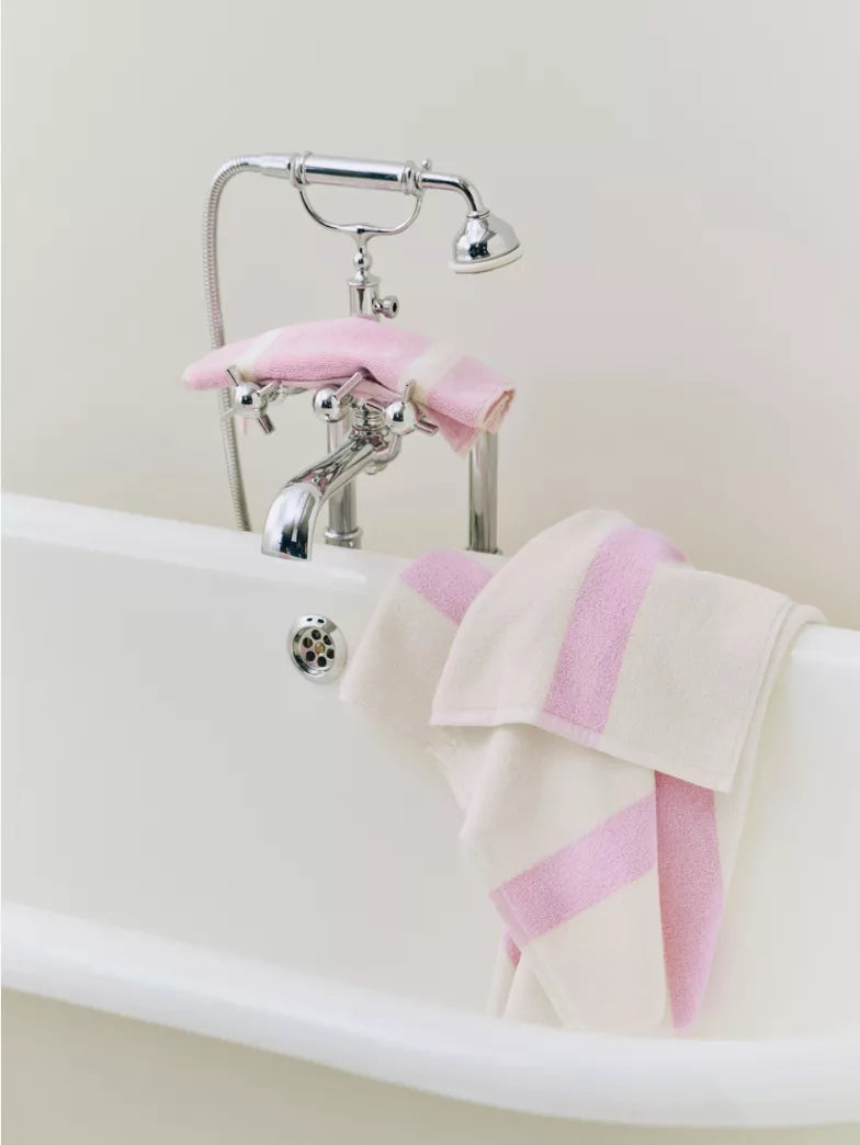 Stripe Cotton Wash Cloth - Cool Pink