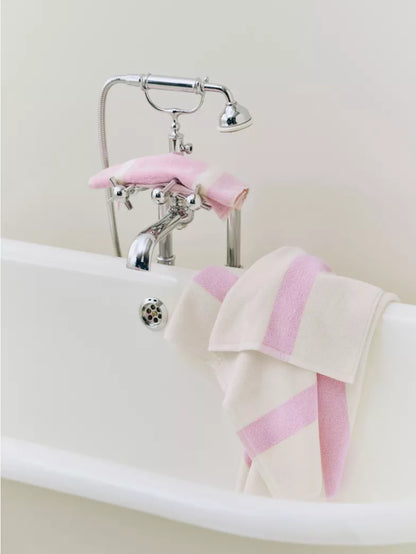 Stripe Cotton Wash Cloth - Cool Pink