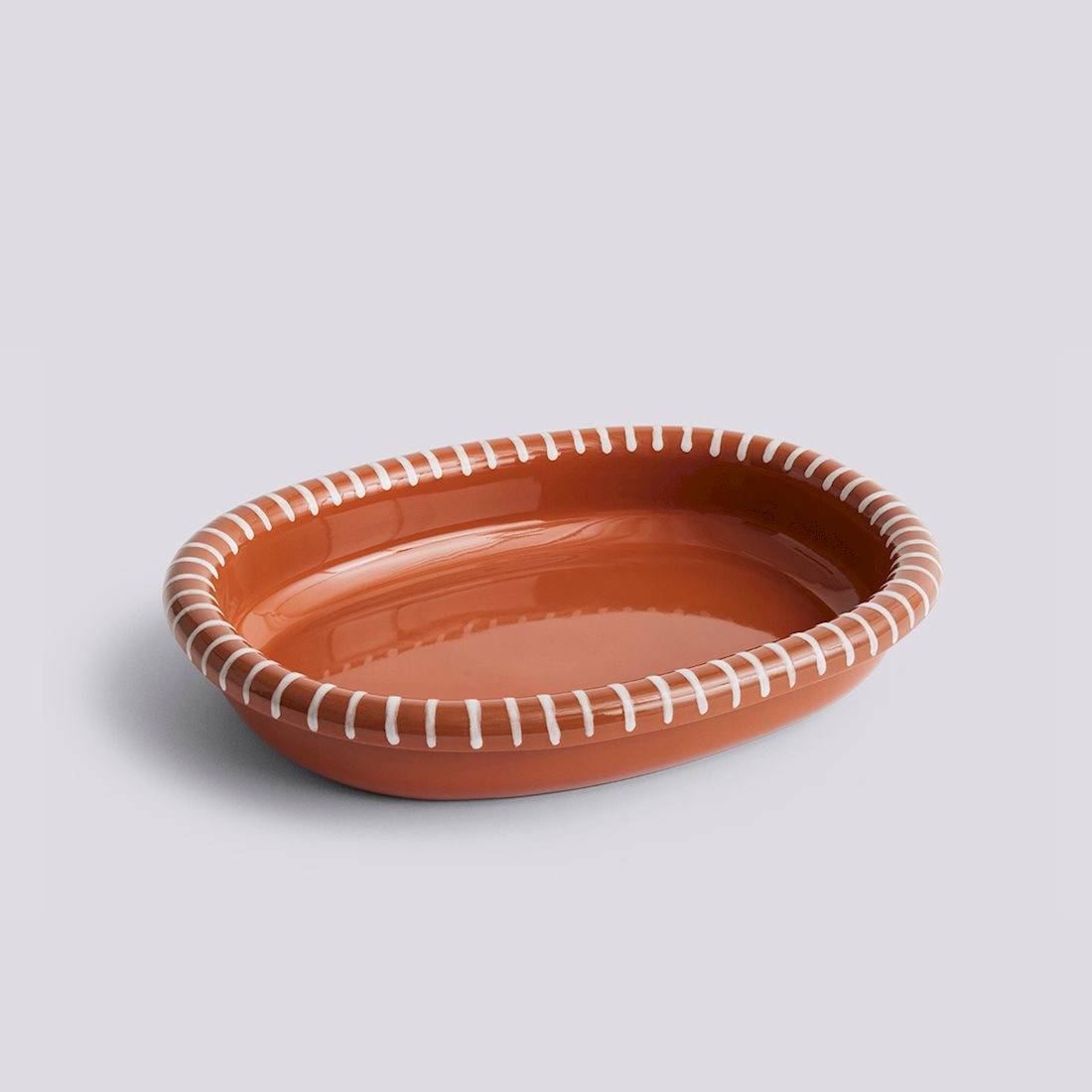 Barro Oval Dish - Large Natural With Stripes