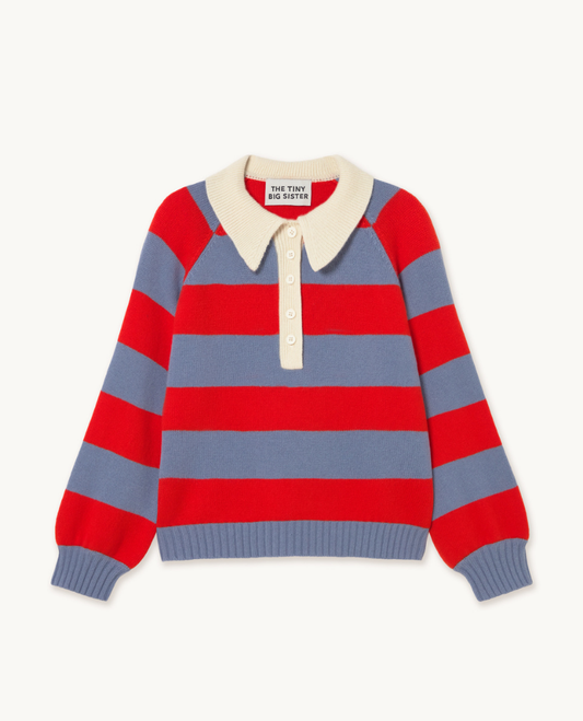 Frank Striped Polo - Grey/Summer Red
