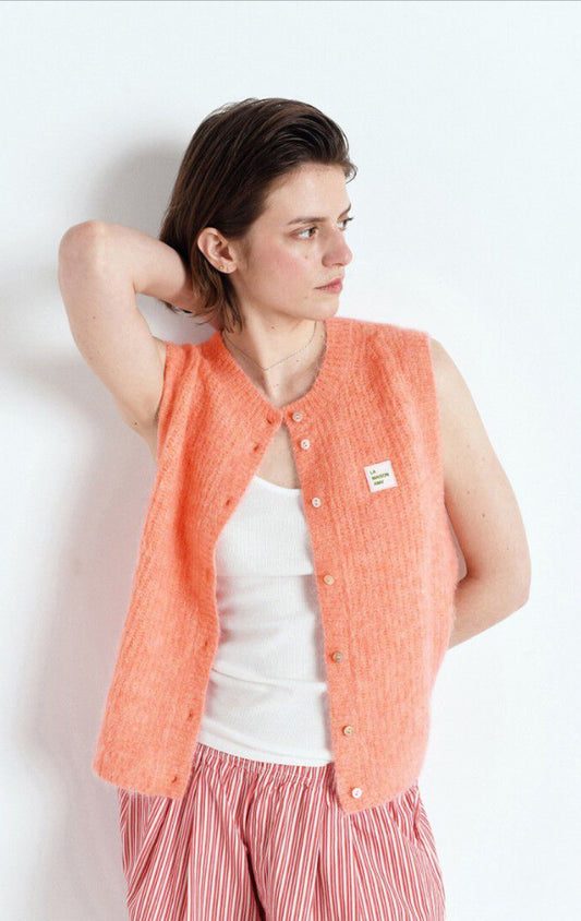 East Cardigan - White Peach Melange