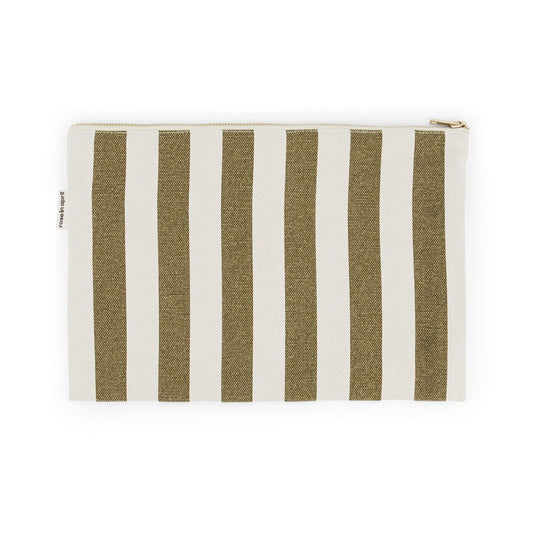 Lili Check Pouch Stripes - Olive/Greige