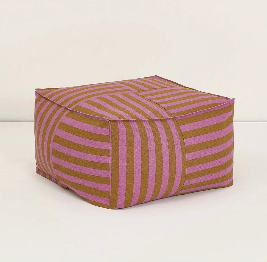 Ottoman Beanbag Pink Curry Stripes