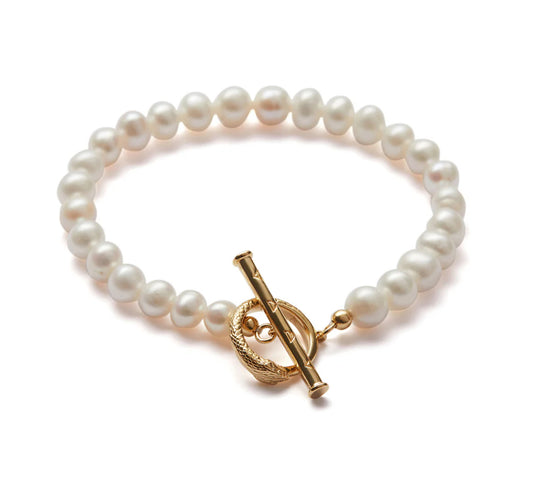 Ouroboros Pearl Bracelet Gold