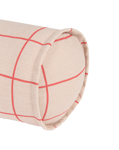 Cylinder Cushion - Pink Red Grid