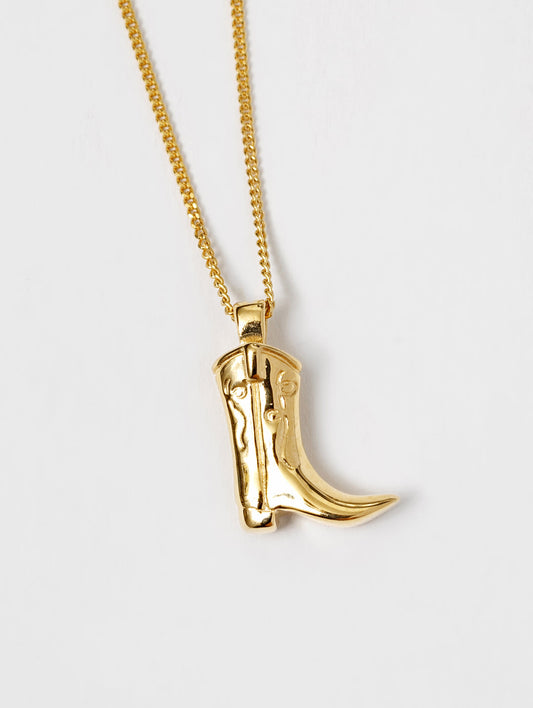Cowboy Boot Charm Necklace - Gold