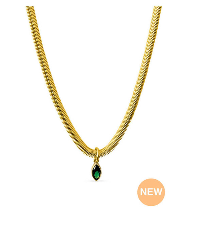 Emerald Charm Snake Necklace