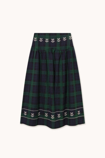 Embroidered Check Skirt