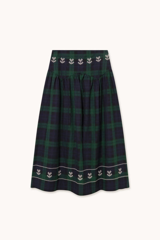 Embroidered Check Skirt