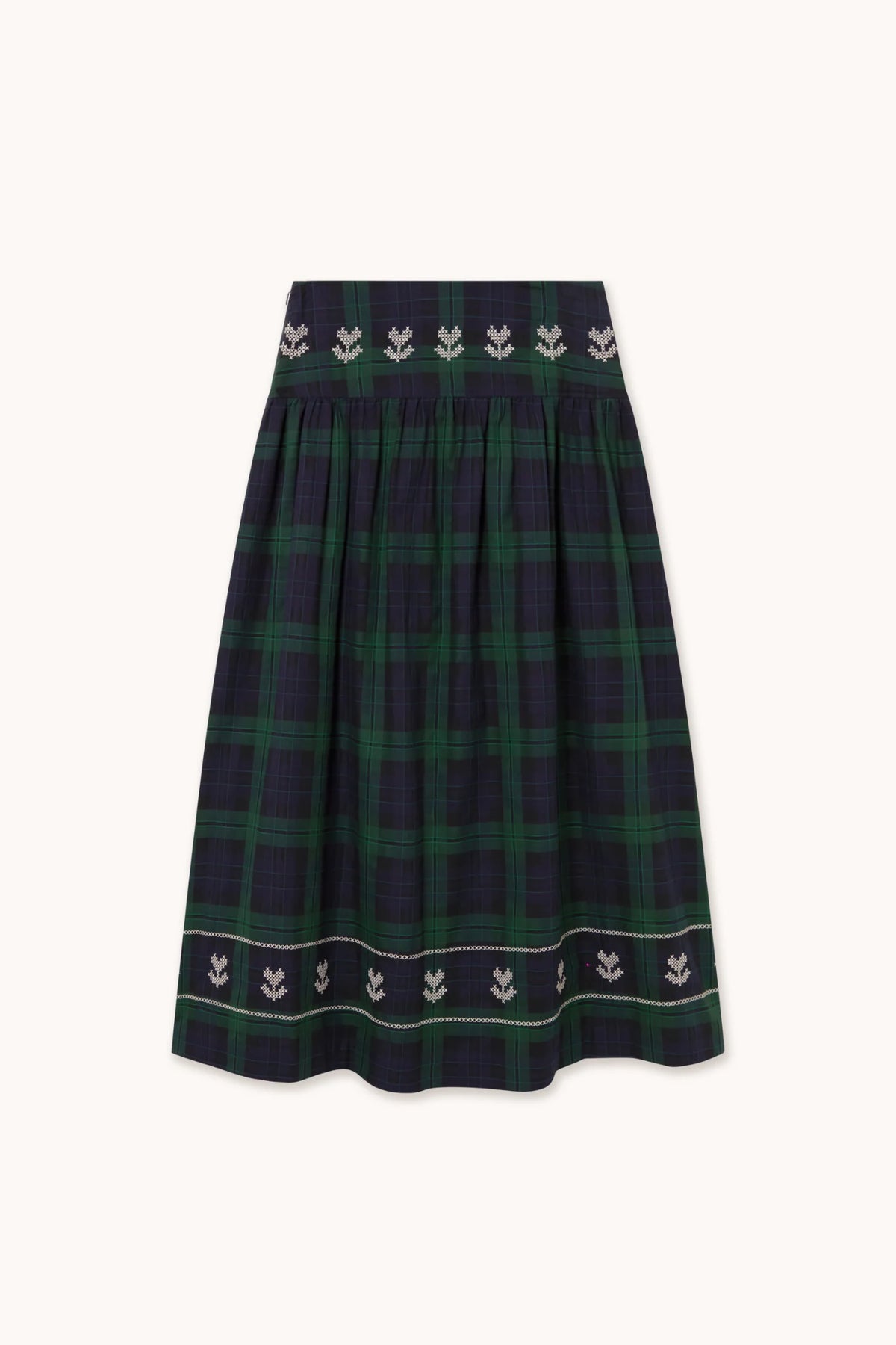 Embroidered Check Skirt