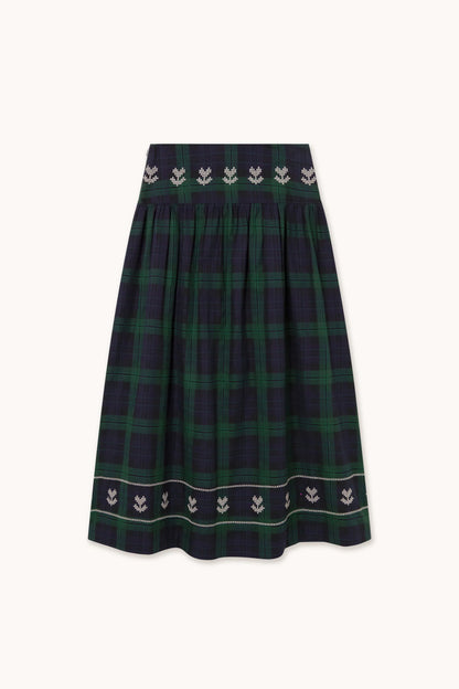 Embroidered Check Skirt