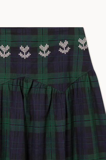 Embroidered Check Skirt