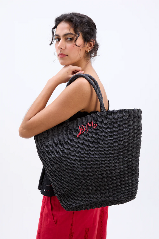 Straw Market Bag With DM Logo